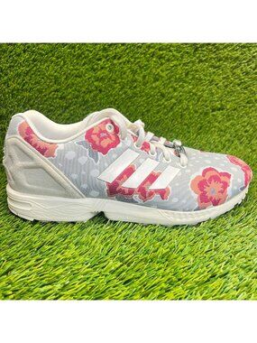 Adidas ZX Flux Womens Size 10.5 Gray White Pink Athletic Running Shoes Sneakers